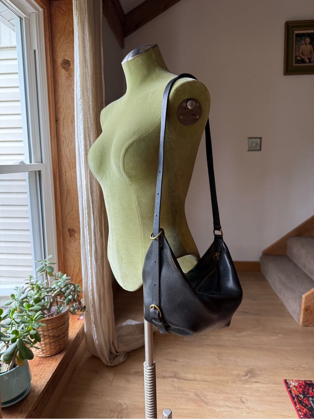 Madewell Black Leather Crescent Hobo Bag